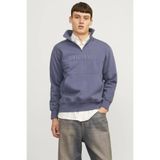 Jack & Jones Erkek Sweatshirt, Jorfrederiksberg, Quarter Zip, Mavi, XL