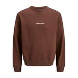 JACK & JONES Erkek Sweatshirt JORNORREBRO EMB Sweat Crew - Relaxed Fit, Derin Mahogany, L