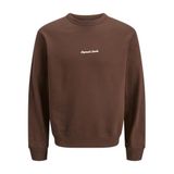 JACK & JONES Erkek Sweatshirt JORNORREBRO EMB Sweat Crew - Relaxed Fit, Derin Mahogany, XL