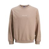 JACK & JONES Erkek Sweatshirt JORNORREBRO EMB Sweat Crew - Relaxed Fit, Mocha Beze, XXL