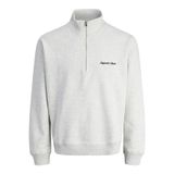 JACK & JONES Erkek Sweatshirt JORNORREBRO EMB Sweat HIGH Neck - Relaxed Fit, beyaz melanj, M
