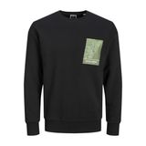 JACK & JONES Erkek Sweatshirt Logo Baskılı, Siyah, S