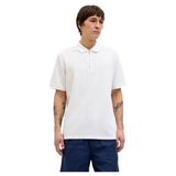 JACK & JONES Erkek tek renkli tişört Jjeaustin Zip Polo Ss Sn, Beyaz, XL