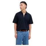 JACK & JONES Erkek tek renkli tişört Jjeaustin Zip Polo Ss Sn, Lacivert (Navy Blazer), XL