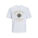 JACK & JONES Erkek tişört, baskılı, yuvarlak yaka tişört, Parlak beyaz, XL