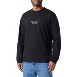 JACK & JONES Erkek tişört, baskılı, yuvarlak yaka tişört, Siyah, S