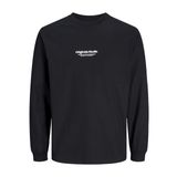 JACK & JONES Erkek tişört, baskılı, yuvarlak yaka tişört, Siyah, XL