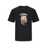 JACK & JONES Erkek tişört, baskılı, yuvarlak yaka tişört, Siyah, XXL