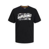 JACK & JONES Erkek tişört, logolu tişört, Siyah, M