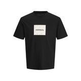 JACK & JONES Erkek tişört, logolu tişört, Siyah, S