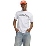 JACK & JONES Erkek tişört, logolu yuvarlak yaka tişört, Beyaz, S