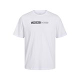 JACK & JONES Erkek tişört, logolu yuvarlak yaka tişört, Beyaz/Baskı: Play 5, S