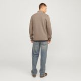 Jack & Jones Erkek Yarim Fermuar Triko Kazak - Milano - 0019-Bej - 2XL