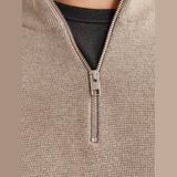 Jack & Jones Erkek Yarim Fermuar Triko Kazak - Milano - 0019-Bej