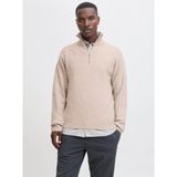 Jack & Jones Erkek Yarım Fermuarlı Dik Yaka Bej Örme Kazak - 12278937