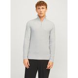 Jack & Jones Gri Erkek A-Form Fit Desensiz Kazak 12257773_JJEPERFECT Knıt Half Zıp S - XL