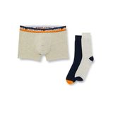 JACK & JONES Jacclifford Giftbox erkek boxer şort ve çorap, Açık Gri Melanj/Paket: Açık Gri Melanj - Lacivert Blazer, S