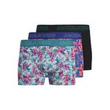 JACK & JONES JACEXOTIC LEAVES 3'lü Boxer Paketi, M, 12291162, Pool Blue Pack:Black - Dazzling Blue, erkek