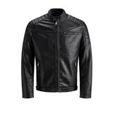 Jack & Jones Jack Jones Biker Erkek Siyah Deri Ceket -