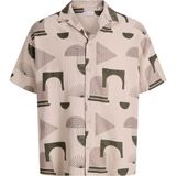 Jack & Jones Jack Jones Erkek Desenli Yazlık Kısa Kollu Gömlek 12290408 - Krem