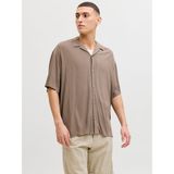 Jack & Jones Jack Jones Erkek Viskon Rahat Kesim Kısa Kollu Gömlek 12288852 - Kahverengi