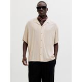 Jack & Jones Jack Jones Erkek Viskon Rahat Kesim Kısa Kollu Gömlek 12288852 - Krem