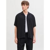 Jack & Jones Jack Jones Erkek Viskon Rahat Kesim Kısa Kollu Gömlek 12288852 - Siyah