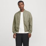 Jack & Jones Jack&jones Blaleister Linen Blend Bomber Erkek Haki Klasik Yaka Ceket