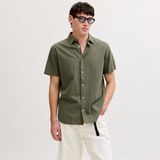 Jack & Jones Jack&jones Breeze Linen Blend Erkek Haki Klasik Yaka Gömlek - XL