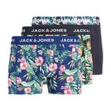 JACK & JONES Jacsean Flower 3'lü Boxer, S, 12295180, Dark Navy Pack:Bellwether Blue - Dark Navy, Erkek