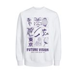 Jack & Jones Jcocontour Erkek Sweatshirt 12247309,Beyaz Xxl