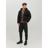 Jack & Jones Jcootto Puffer Erkek Siyah Jacket Mont 100% Polyester Uzun Kol Ayarlanabilir Kapüşon