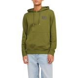 Jack & Jones Jcowaffle Backprint Sweat Hood Yağ Yeşili Erkek Sweatshirt