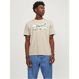Jack & Jones Jeff Corp Erkek Bej Klasik Yaka Tişört - M - Gri