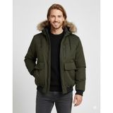 Jack & Jones JJCHARLIE DETACHABLE FAUX FUR BOMBER Erkek Mont Rosin 12279474 Rosin/Haki