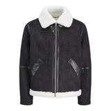 JACK & JONES JJCOLE AVIATOR JACKET Erkek Mont/Ceket Black Detail:ANTIQUE WHITE TEDDY S
