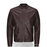 Jack & jones Jjcotano Biker 12094783 Erkek Kahverengi Deri Ceket Kahverengi