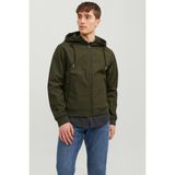 Jack & Jones JJEBASIC SOFTSHELL HOOD N Haki Erkek Ceket - Haki - Beyaz