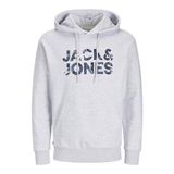 JACK & JONES JJEBRYAN CORP LOGO SWEAT HOOD NOOS Erkek Kapüşonlu Sweatshirt, White Melange, M