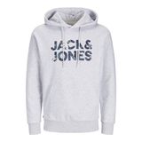 JACK & JONES JJEBRYAN CORP LOGO SWEAT HOOD NOOS Erkek Kapüşonlu Sweatshirt, White Melange, S