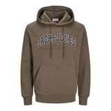 JACK & JONES JJECALEB VARSITY SWEAT HOOD NOOS Erkek Sweatshirt, Canteen, L