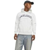 JACK & JONES JJECALEB VARSITY SWEAT HOOD NOOS Erkek Sweatshirt, White Melange, L