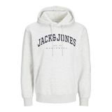 JACK & JONES JJECALEB VARSITY SWEAT HOOD NOOS Erkek Sweatshirt, White Melange, XL