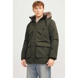 Jack & Jones JJECONSTRUCT FAUX FUR PAR Haki Erkek Uzun Kaban - L