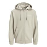 JACK & JONES JJECORP LOGO SWEAT ZIP HOOD NOOS Erkek Sweatshirt Moonbeam Detail:Small Print/Moonbeam L