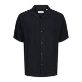JACK & JONES JJEJEFF SOLID RESORT SHIRT S/S SN Erkek Gömlek, Black, XL