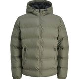 Jack & Jones Jjelements Suni Deri Görünümlü Şişme Mont 12279239 - Gri