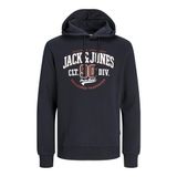 JACK & JONES JJELOGO SWEAT HOOD 2 COL 24/25 NOOS Erkek Sweatshirt, Dark Navy, S