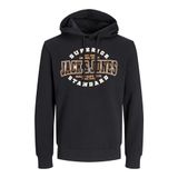 JACK & JONES JJELOGO SWEAT HOOD 2 COL 24/25 NOOS Erkek Sweatshirt, Siyah, L