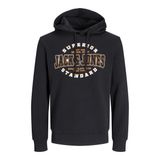 JACK & JONES JJELOGO SWEAT HOOD 2 COL 24/25 NOOS Erkek Sweatshirt, Siyah, S